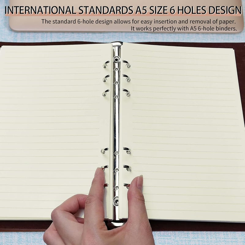Mafegu A5 Ruled Refills Inserts for 6-Ring Binder, Loose Leaf Planner Filler Paper, Planner Inserts,80 Sheets/160 Pages,Lined(Line-A5) - Image 3